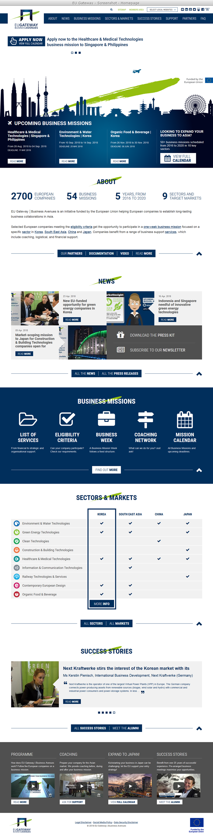 EU-Gateway Program - Homepage - Screenshot