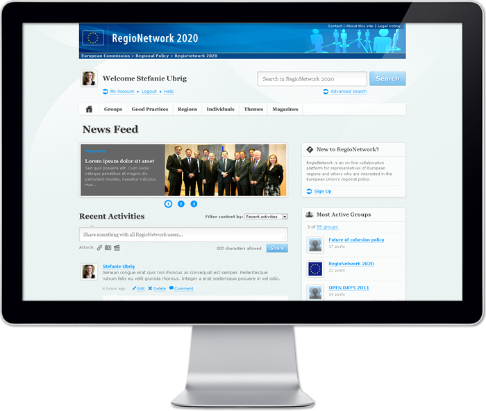 Regio Network 2020 platform - Homepage