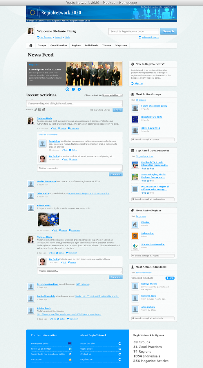 Regio Network - Mockup - Homepage Regio Network - Mockup - Homepage